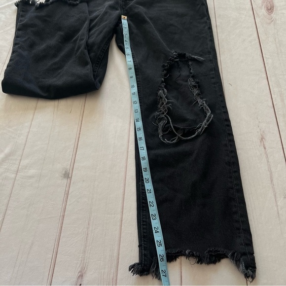 Free People Women's Maggie Straight Leg Jeans Black Mid Rise Distressed Sz 29 - Picture 11 of 16